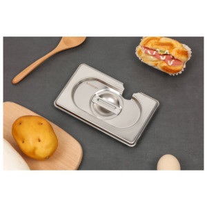 Tampa GN 1/9 Dynasteel em aço inoxidável para recipientes gastronorm.