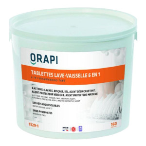 Pastilhas para lava-louças 6 em 1 - 160 pastilhas de 15g | Marca Orapi