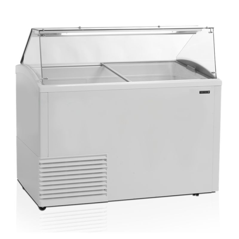Open ice freezer with glass sneeze guard - 342 L TEFCOLD: efficiently store and protect your ice creams Open ice freezer with glass sneeze guard - 342 L TEFCOLD: efficiently store and protect your ice creams