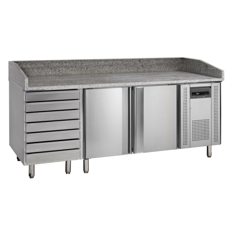 Mesa para Pizza em Inox - 2 Portas e 7 Gavetas | TEFCOLD PT1310 Mesa para Pizza em Inox - 2 Portas e 7 Gavetas | TEFCOLD PT1310