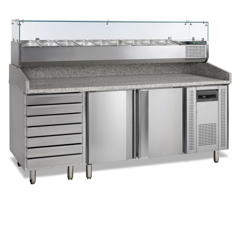 Meuble para Pizza GN 1/3 e GN 1/6 - 2 Portas e 7 Gavetas | TEFCOLD Meuble para Pizza GN 1/3 e GN 1/6 - 2 Portas e 7 Gavetas | TEFCOLD