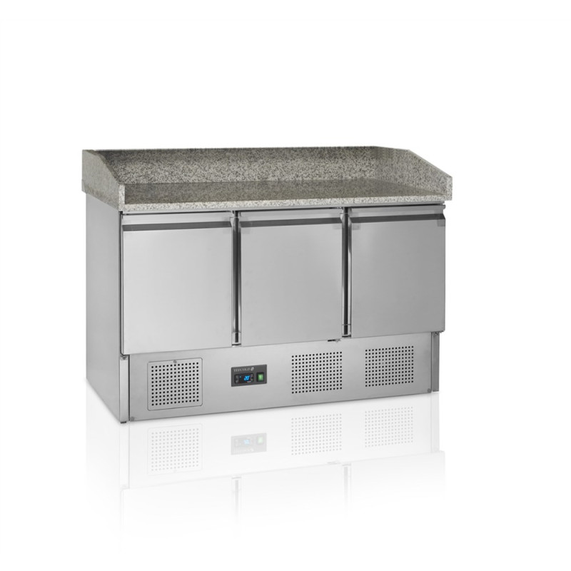 Balcão de Pizza em Inox GN 1/1 - 3 Portas Cheias TEFCOLD PT1365 | Refrigeração 400L, descongelamento automático | Fourniresto Balcão de Pizza em Inox GN 1/1 - 3 Portas Cheias TEFCOLD PT1365 | Refrigeração 400L, descongelamento automático | Fourniresto