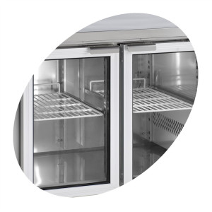 Mesa Refrigerada Positiva em Inox - 2 Portas de Vidro - GN 1/1 | TEFCOLD