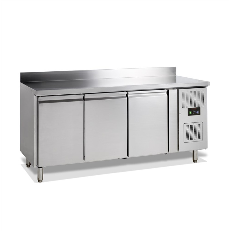 Mesa Refrigerada Positiva 3 Portas com Backsplash - TEFCOLD | 402 L, Aço Inoxidável | Fourniresto Mesa Refrigerada Positiva 3 Portas com Backsplash - TEFCOLD | 402 L, Aço Inoxidável | Fourniresto
