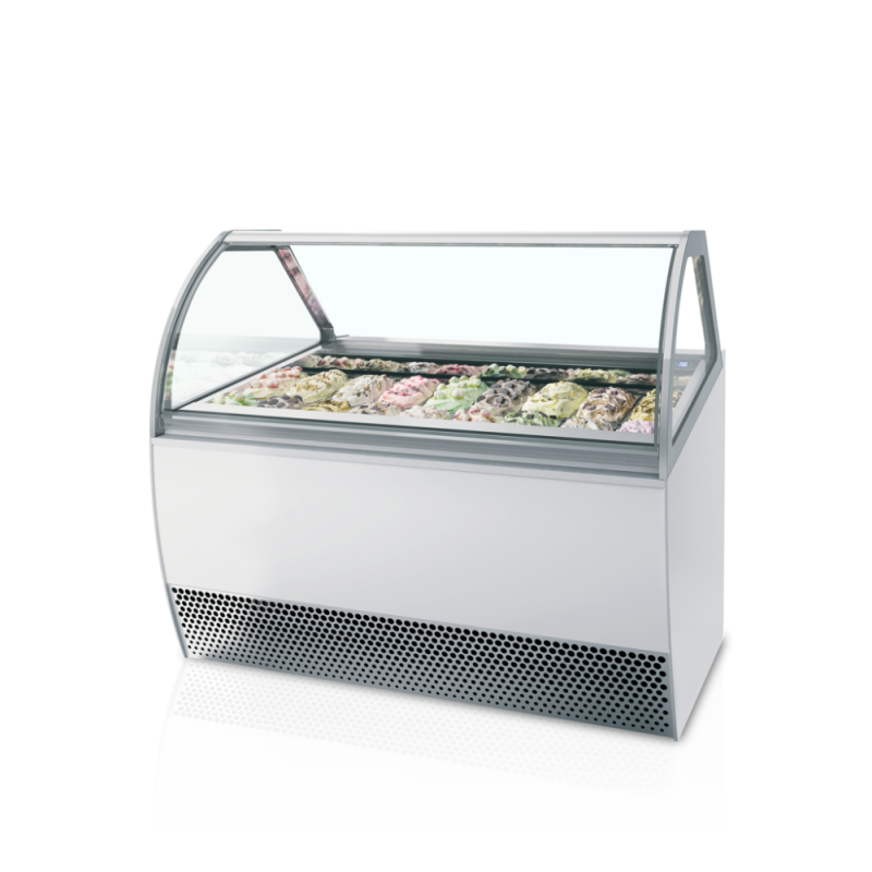 Vitrine de Vidro Ventilada Fachada Curva - 18 x 5 L - TEFCOLD Millenium LX18: Apresentação espetacular dos seus gelados profissi Vitrine de Vidro Ventilada Fachada Curva - 18 x 5 L - TEFCOLD Millenium LX18: Apresentação espetacular dos seus gelados profissi