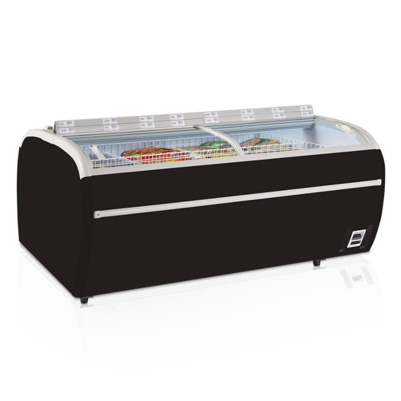 Congelador 2 Tampas Vidro Curvado Preto 1255 L TEFCOLD TWIN 220B-F | Iluminação LED Congelador 2 Tampas Vidro Curvado Preto 1255 L TEFCOLD TWIN 220B-F | Iluminação LED