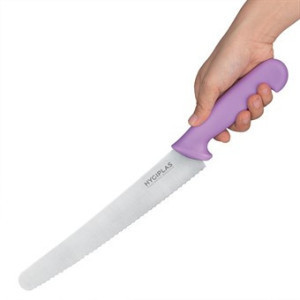 Faca de pastelaria dentada roxa 25 cm - Hygiplas - Resistente e prática