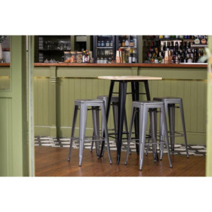 Mesa de Bar Preta com Tampo de Madeira Bolero - Elegante e Funcional