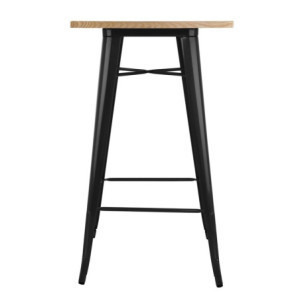 Mesa de Bar Preta com Tampo de Madeira Bolero - Elegante e Funcional