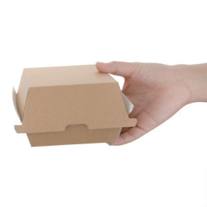 Pequenas caixas de hambúrguer compostáveis 112mm - Lote 150 Kraft Fiesta
