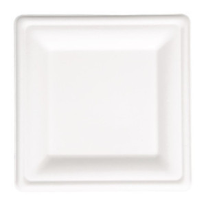Pratos quadrados compostáveis de bagaço 159mm - Conjunto de 50