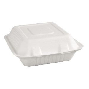 Caixas de dobradiça compostáveis em Bagasse 236mm - Conjunto de 200