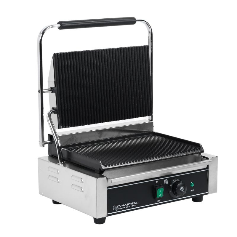 Grelhador Panini Grande Superfície de Aquecimento Ranhurada - Dynasteel: desempenho excepcional e utilização prática para profis Grelhador Panini Grande Superfície de Aquecimento Ranhurada - Dynasteel: desempenho excepcional e utilização prática para profis