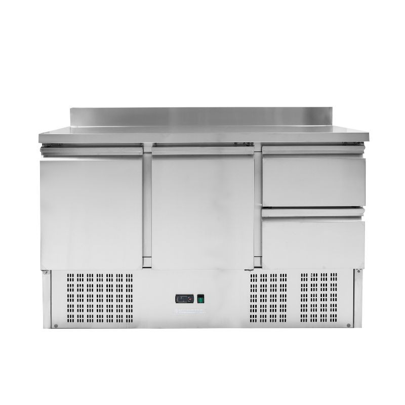 Mesa Refrigerada Positiva com Backsplash - 2 Portas e 2 Gavetas GN 1/2 - Dynasteel Mesa Refrigerada Positiva com Backsplash - 2 Portas e 2 Gavetas GN 1/2 - Dynasteel