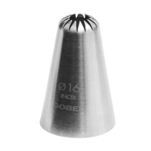 Bico rosa inox 15 dentes Gobel - Ø 16 mm | Acessório de confeitaria profissional