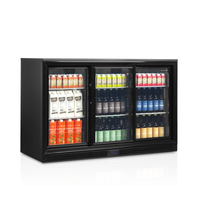Bar Traseiro Refrigerado 3 Portas de Vidro Deslizantes - 278 L da TEFCOLD: Armazene eficientemente graças às suas portas de vidr Bar Traseiro Refrigerado 3 Portas de Vidro Deslizantes - 278 L da TEFCOLD: Armazene eficientemente graças às suas portas de vidr