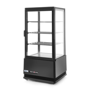 Vitrina refrigerada preta com 4 lados de vidro - 78 litros