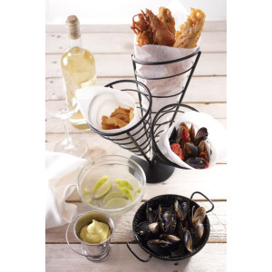 Suporte para 3 cones de batatas fritas - Preto