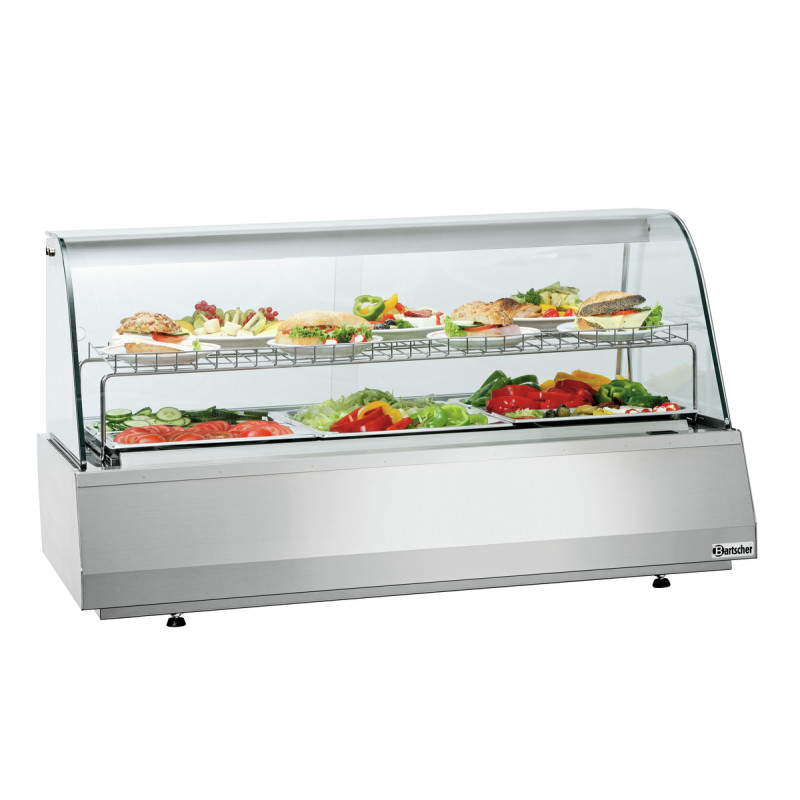 Vitrina refrigerada profissional GN 3/1 com vidro curvo Vitrina refrigerada profissional GN 3/1 com vidro curvo