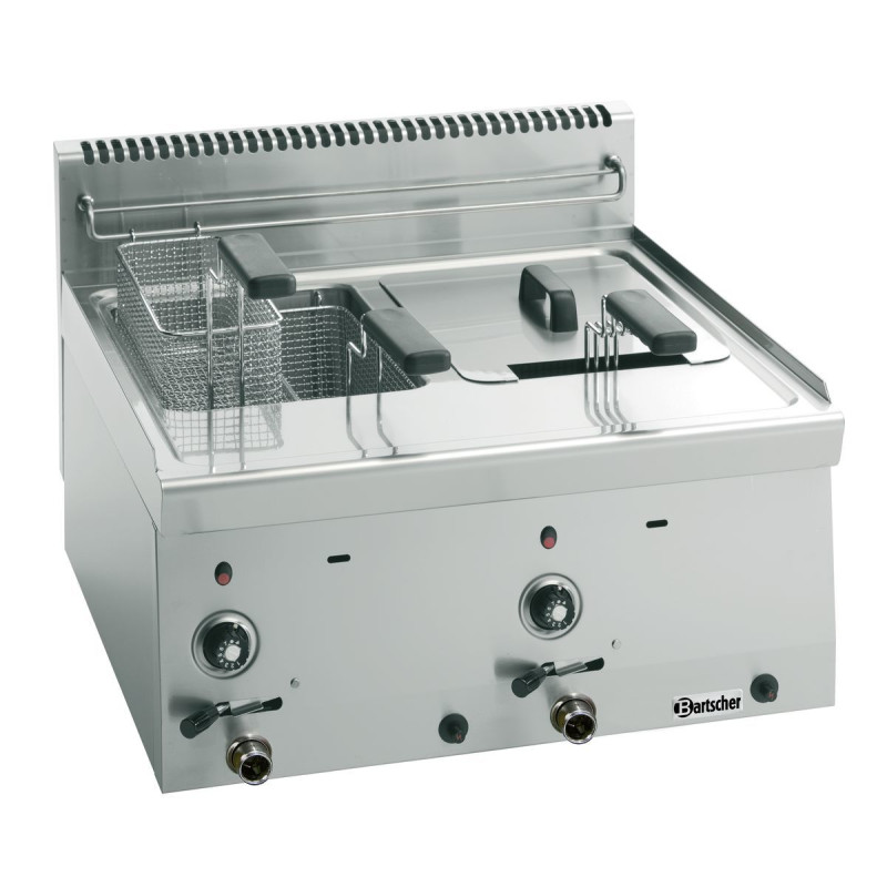 Fritadeira profissional a gás de bancada com 2 cubas de 8L para restaurantes Fritadeira profissional a gás de bancada com 2 cubas de 8L para restaurantes