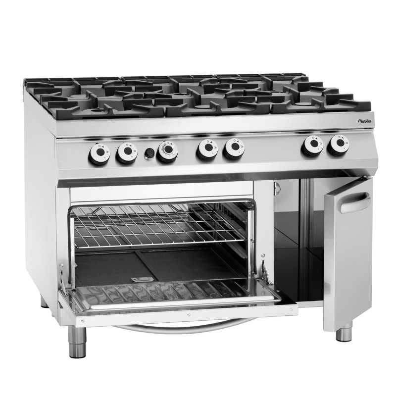 Forno com 6 queimadores vivos série 900 - Forno a gás GN 2/1 e armário da marca Bartscher Forno com 6 queimadores vivos série 900 - Forno a gás GN 2/1 e armário da marca Bartscher
