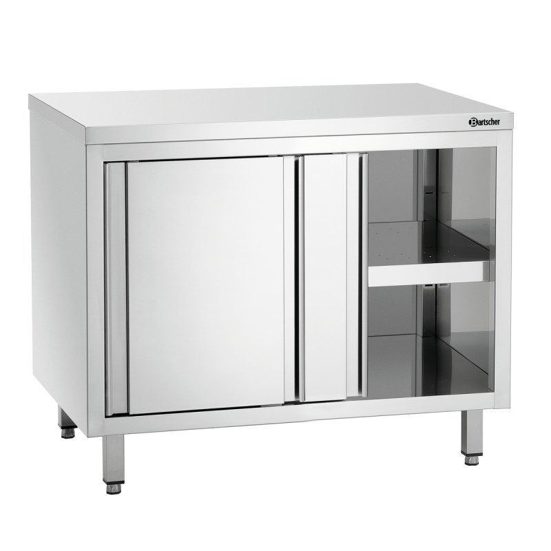 Móvel em inox com portas de correr e prateleira - L 1000 mm Móvel em inox com portas de correr e prateleira - L 1000 mm