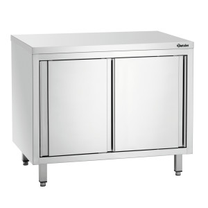 Móvel em inox com portas de correr e prateleira - L 1000 mm