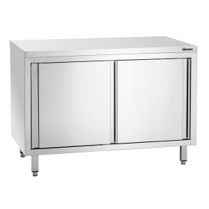 Móvel em inox com portas de correr e prateleira - L 1200 mm