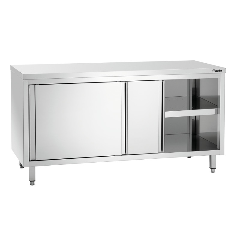Móvel em inox com portas de correr e prateleira - L 1600 mm Móvel em inox com portas de correr e prateleira - L 1600 mm