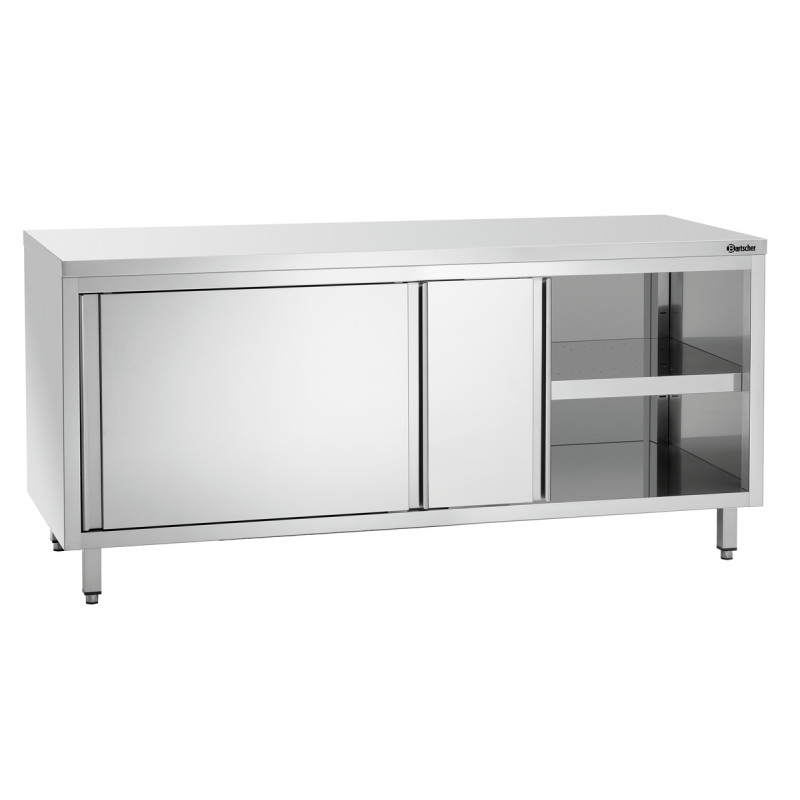 Móvel em inox com portas de correr e prateleira - L 1800 mm Móvel em inox com portas de correr e prateleira - L 1800 mm