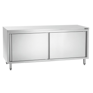 Móvel em inox com portas de correr e prateleira - L 1800 mm