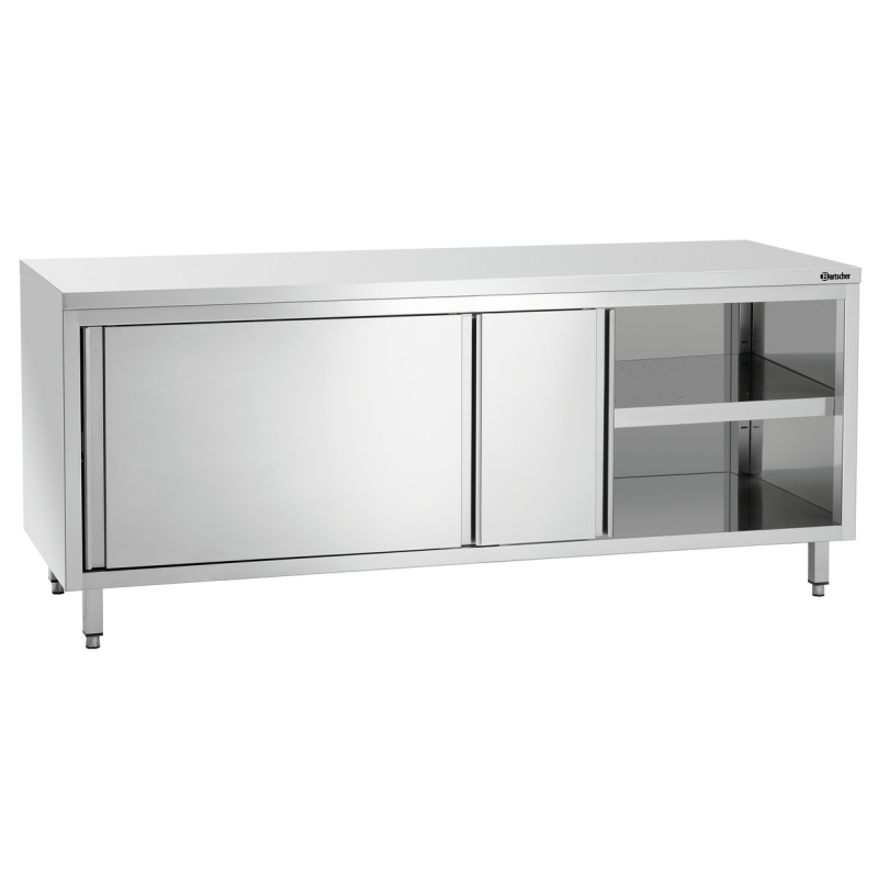 Móvel em inox com portas de correr e prateleira - L 2000 mm Móvel em inox com portas de correr e prateleira - L 2000 mm