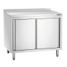 Móvel em inox com portas de correr, prateleira e respaldo - L 1000 mm