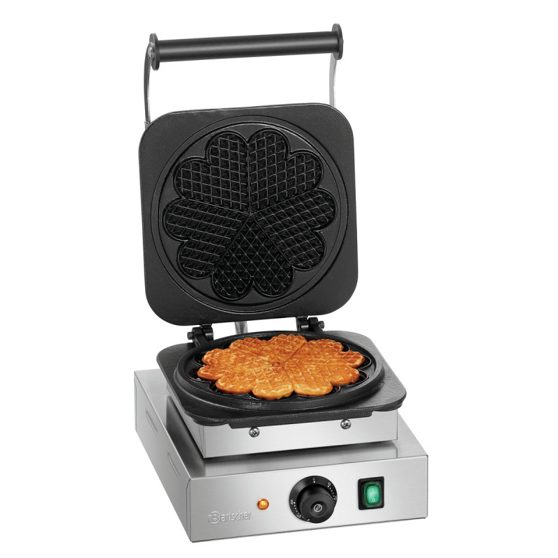 Máquina de waffles profissional Bartscher 1HW211 em aço inoxidável - Cozimento perfeito de waffles em forma de coração Máquina de waffles profissional Bartscher 1HW211 em aço inoxidável - Cozimento perfeito de waffles em forma de coração