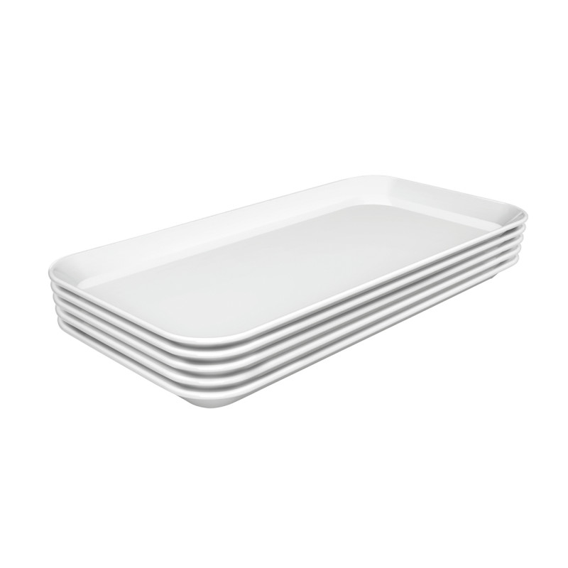 Prato de apresentação Bartscher 150x300 mm em melamina branca - Lote de 5 Prato de apresentação Bartscher 150x300 mm em melamina branca - Lote de 5