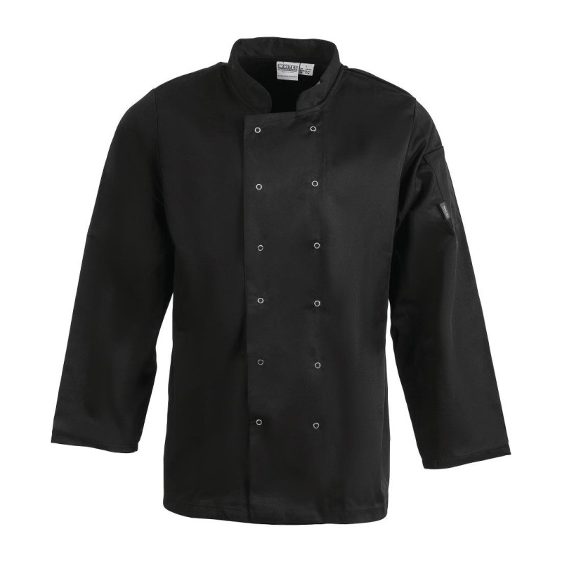 Unisex Black Long Sleeve Vegas Kitchen Jacket - Size Xs - Whites Chefs Clothing - Fourniresto Unisex Black Long Sleeve Vegas Kitchen Jacket - Size Xs - Whites Chefs Clothing - Fourniresto