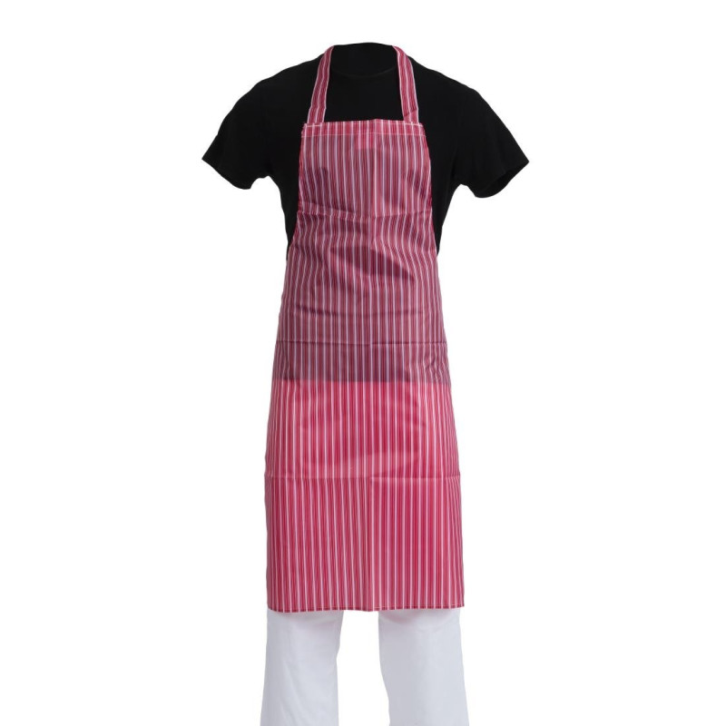 Avental Bavete Impermeável Listrado Vermelho e Branco 1016 x 711 mm - Vestuário de Chefes Brancos - Fourniresto Avental Bavete Impermeável Listrado Vermelho e Branco 1016 x 711 mm - Vestuário de Chefes Brancos - Fourniresto