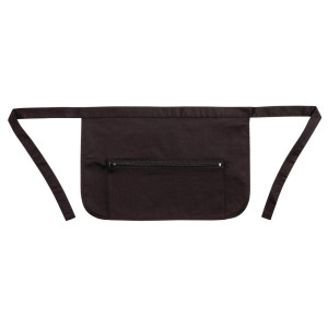 Avental de barman com bolsos e fecho de correr preto em poliéster/algodão 450 x 305 mm - Roupas de chef Whites - Fourniresto