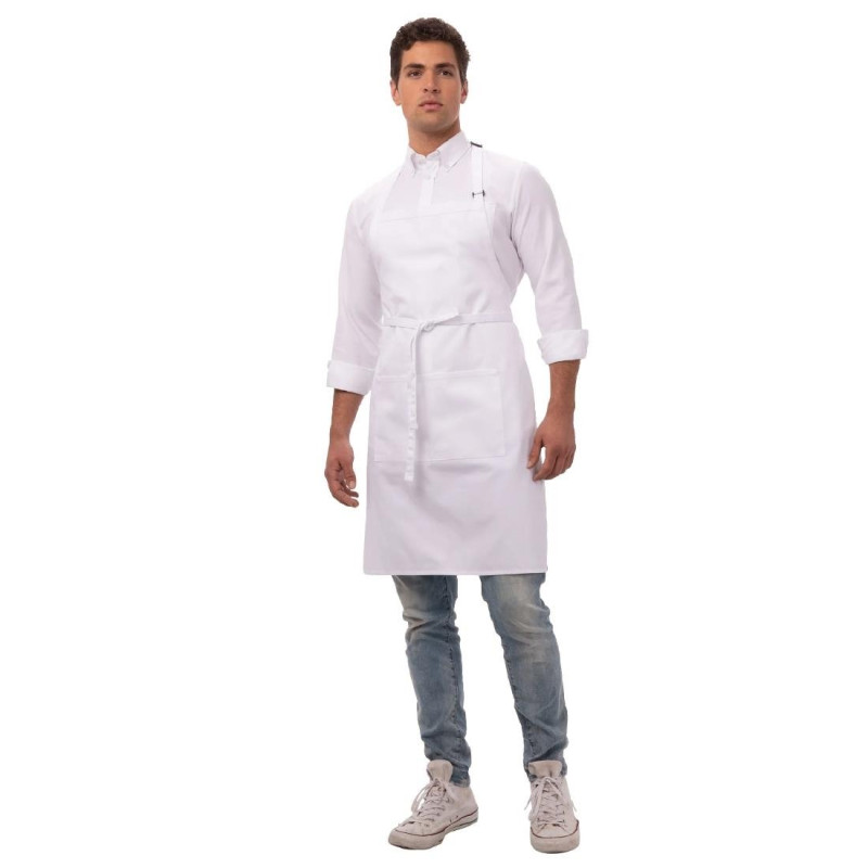 Avental Bavete Branco com Bolsos e Alça Ajustável - Chef Works - Fourniresto Avental Bavete Branco com Bolsos e Alça Ajustável - Chef Works - Fourniresto