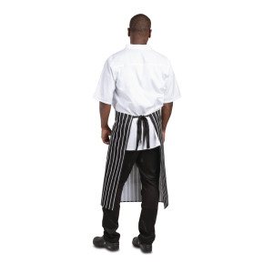 Avental de cozinha listrado branco e preto 760 x 970 mm - Roupas de chef brancas - Fourniresto
