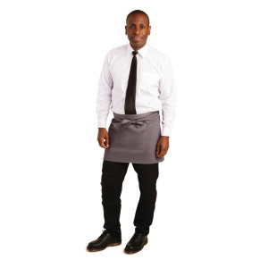 Avental de Servidor Curto Cinza Antracite em Poliéster/Algodão 750 x 373 mm - Whites Chefs Clothing - Fourniresto