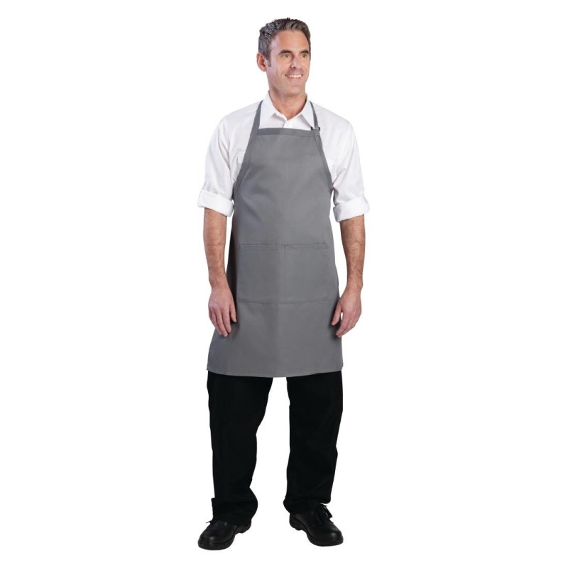 Avental Bavete com alças ajustáveis e duplo bolso cinza 610 x 860 mm - Chef Works - Fourniresto Avental Bavete com alças ajustáveis e duplo bolso cinza 610 x 860 mm - Chef Works - Fourniresto