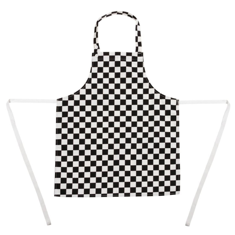 Babete com xadrez preto e branco para criança - Roupas de chef brancas - Fourniresto Babete com xadrez preto e branco para criança - Roupas de chef brancas - Fourniresto