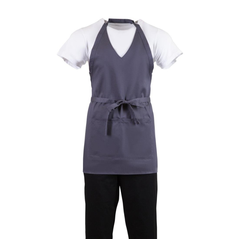 Avental de Servidor Gola em V Cinza Antracite em Poliéster/Algodão 838 x 698 mm - Whites Chefs Clothing - Fourniresto Avental de Servidor Gola em V Cinza Antracite em Poliéster/Algodão 838 x 698 mm - Whites Chefs Clothing - Fourniresto