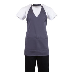 Avental de Servidor Gola em V Cinza Antracite em Poliéster/Algodão 838 x 698 mm - Whites Chefs Clothing - Fourniresto
