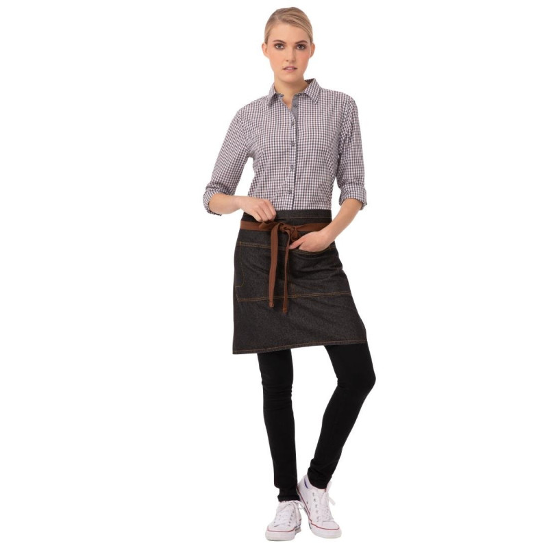 Avental de Servidor Curto Preto Memphis em Algodão 725 x 480 mm - Chef Works - Fourniresto Avental de Servidor Curto Preto Memphis em Algodão 725 x 480 mm - Chef Works - Fourniresto