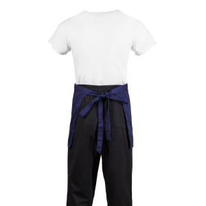 Avental de Servidor Curto Azul Marinho em Poliéster/Algodão 373 x 750 mm - Whites Chefs Clothing - Fourniresto