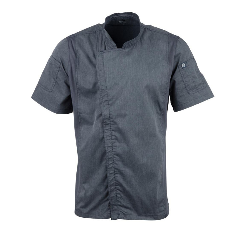 Casaco de Cozinha Unissexo de Mangas Curtas com Fecho de Correr Azul Marinho - Tamanho M - Chef Works - Fourniresto Casaco de Cozinha Unissexo de Mangas Curtas com Fecho de Correr Azul Marinho - Tamanho M - Chef Works - Fourniresto