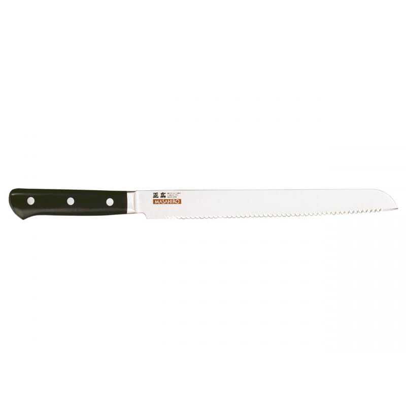 Faca de pão com lâmina serrilhada suave de 24 cm de qualidade japonesa Masahiro Faca de pão com lâmina serrilhada suave de 24 cm de qualidade japonesa Masahiro
