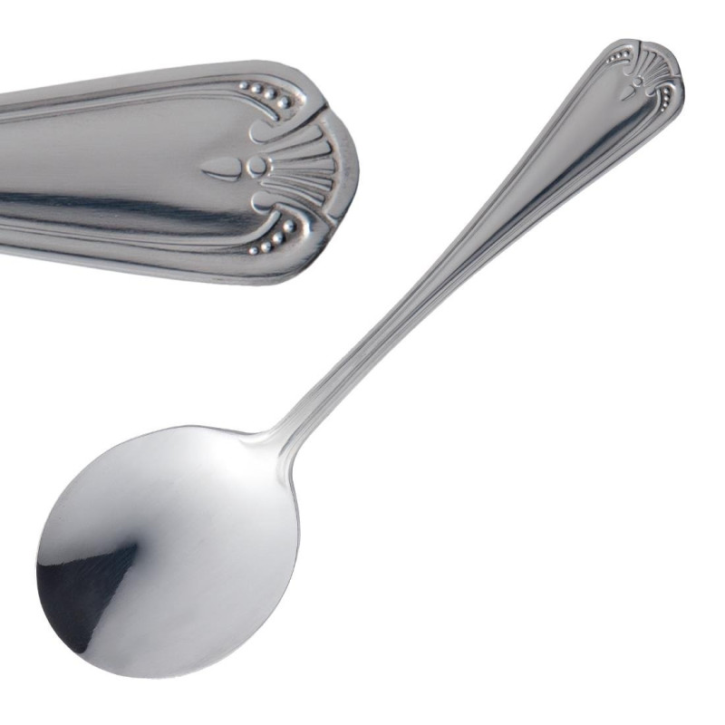 Colher de sopa redonda Jesmond em inox - Conjunto de 12 - Olympia - Fourniresto Colher de sopa redonda Jesmond em inox - Conjunto de 12 - Olympia - Fourniresto